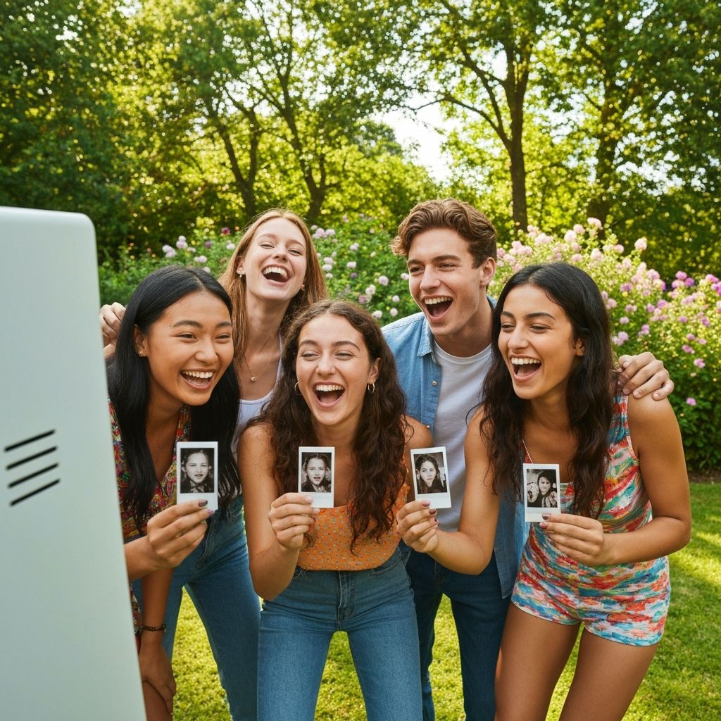Guests enjoying open air photo booth