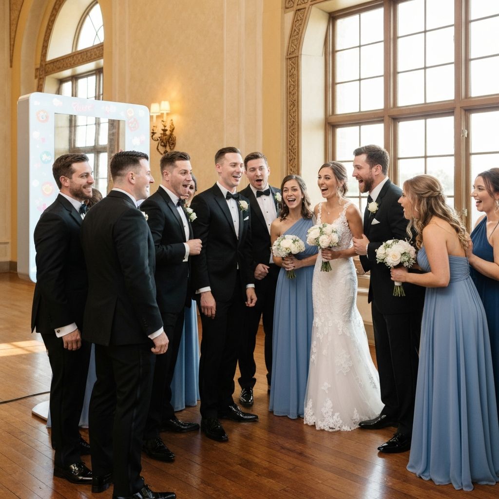 Wedding party using mirror booth